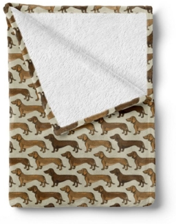 Wohndecke Gemütlicher Plüsch für den Innen- und Außenbereich, Abakuhaus, Dackel Sausage Dog Lover Muster