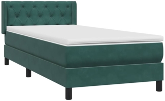 vidaXL Boxspringbett mit Matratze Dunkelgrün 80x220 cm Samt 3318390