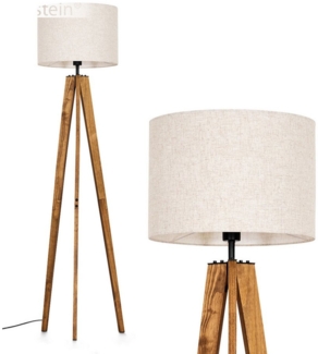 hofstein Stehlampe Stehlampe aus Holz/Metall/Stoff in Natur/Schwarz/Beige, ohne Leuchtmittel, Leuchte Stoffschirm (40 cm), Höhe 161 cm, 1 x E27, ohne Leuchtmittel