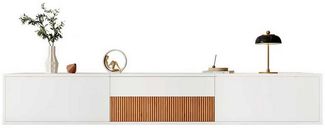 BlingBin Lowboard TV-Schrank Fernsehschrank TV-Ständer (Geeignet für Wohnungen jeder Größe, 1 St, mit 2 Schrank und Versteckter Projektorständer), 180L x 34B x 30H cm, Weiß