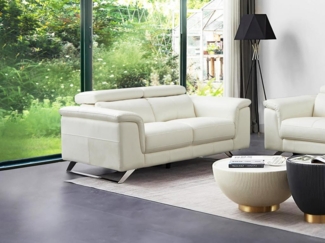 Vente-unique - Sofa 2-Sitzer - Rindsleder - Weiß - BREYT II