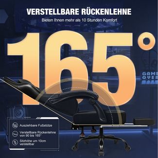 Hiazurm Gaming-Stuhl Gaming Stuhl Chair Gamer Sessel - Ergonomischer Gamer Stuhl (Tragkraft 150 Kg), Gamingstuhl mit Fußstütze Kopfstütze und Lordosenstütz PC Sessel