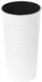 Pflanzgefäß LOCON, weiß Rillenoptik, Ø 25 x 46,5 cm Kunststoffgefäß mit Einsatz