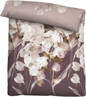 biberna Mako-Satin Bettwäsche BLÜTENZAUBER, 1x 200x200 cm + 2x 80x80 cm, taupe, 1x 135x200 cm + 1x 80x80 cm