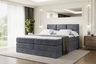 ALTDECOR Boxspringbett OHIO KING (Multipocket-Matratze H4 und H3 Matratze Bonellfederung Topper Kopfteil)