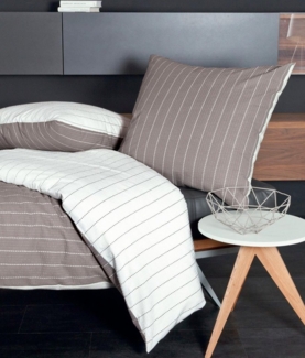 Hochwertige Janine Mako-Soft-Seersucker Wendbettwäsche TANGO 20020 | Verschiedene Grössen und Farben 155x220 cm / 80x80 cm taupe (07)