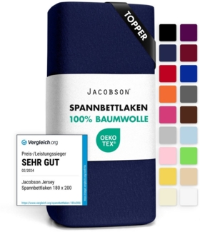 Jacobson Spannbettlaken TOPPER aus 100% Baumwolle, Jersey Bettlaken 160 g/m², Spannbetttuch mit Gummizug, OEKO-TEX®, pflegeleicht, viele Farben