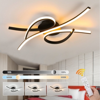 LETGOSPT Deckenleuchte 42W Kristall LED Deckenlampe Wellenförmig, Dimmbare mit Fernbedienung, LED fest integriert, Kaltweiß/Naturweiß/Warmweiß, Moderne Geschwungene Deckenleuchte,für Wohnzimmer, Schlafzimmer, Hotel