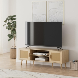 TV Lowboard Eiche 137x38x48 cm 55 Zoll Fernsehschrank 2 Schränke