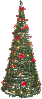 Künstlicher Weihnachtsbaum klappbar LED PINEORA 185 cm Grün
