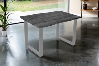 SAM® Esstisch Thoran, Holz-Optik Grau, U-Metallgestell, Baumkante