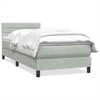 vidaXL Boxspringbett mit Matratze Hellgrau 80x210 cm Samt 3316281