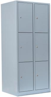 Schließfachschrank Wertfachschrank Fächerschrank Spind Umkleideschrank 6 Fächer-Spint Lichtgrau 523320 Maße:180 x 80 x 50 cm