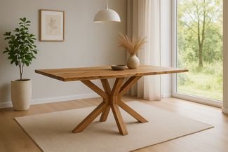 Esstisch Baumkante massiv Akazie natur 240 x 100 cm Spider-Gestell Holz natur PRAG 170251180