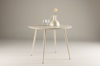 BOURGH Esstisch PLAZA Runder Esstisch ⌀100x75cm - Esszimmertisch in whitewash