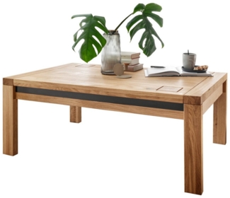 Massivart® Couchtisch GIRONA 118 cm Breite / Massivholz Wildeiche geölt, Hirnholz-Absetzungen / stabile Standbeine / Wohnzimmertisch
