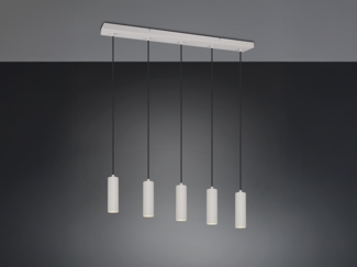 Moderne Pendelleuchte SOKA 5-flammig aus Metall Hellgrau, Breite 85cm