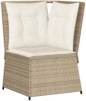 vidaXL Garten-Ecksofa mit Kissen Beige Poly Rattan 368986