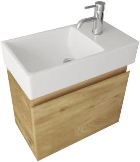 Alpenberger Badmöbel-Set - Waschbecken mit Unterschrank - Badschrank Komplett Vormontiert, (2-tlg, Vormontiertes Badmöbel Set mit Softclose Schrank), Pflegeleichtes Keramik Aufsatzwaschbecken mit Waschbeckenunterschrank