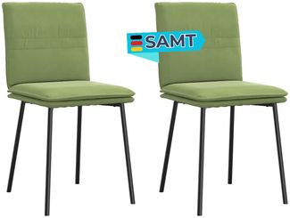 Esszimmerstühle VERA 2er Set Hellgrün Samt | Polsterstühle Küchenstuhl Wohnzimmerstühle Essstühle bequem