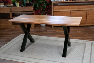Esstisch 180 x 90 cm Akazie massiv naturfarben gerade Kante X-Gestell PALERMO 94870609