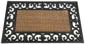 Siena Garden Gazelle Fussmatte rechteckig 45 x 75 cm aus Gummi / Kokosfasern, natur/schwarz