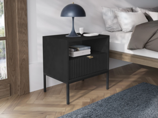 Vente-unique - 2er-Set Nachttische mit 1 Schublade & 1 Ablage - Schwarz - LIOUBA von Pascal Morabito