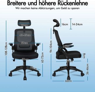 ALFORDSON Bürostuhl mit S-Kurven-Design und hochwertigen Materialien, 360° drehbar und 10 cm höhenverstellbar für Sitzen