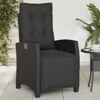 vidaXL Gartensessel mit Fußteil Verstellbar Schwarz Poly Rattan 365233