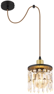 Hängeleuchte, Kristalle, Holz, höhenverstellbar, H 120 cm