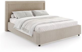 FDM Polsterbett BUSCA modern mit Bettkasten MADE IN EU - mit Cord Bezug (verfügbar 90x200 120x200 140x200 160x200 180x200cm, Bettrahmen, Bett, mit großen gepolsterten Kopfteil, mit Bettkasten zum aufklappen), Hebbarer Metallrahmen, Bettkasten, mit/ohne...