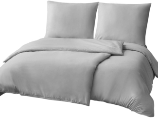 Bettwäsche 135x200 4tlg Grau Mikrofaser Reißverschluss Weich Bügelfrei