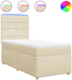 vidaXL Boxspringbett mit Matratze Creme 90x190 cm Stoff 3293440