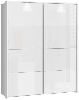 Schwebetürenschrank Sophie 6B weiß Front Hochglanz 181x215x68 cm LED