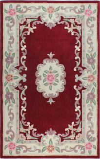 Kadima Design Traditioneller Wollteppich "Beauly" mit Handgeschnitzten Details. Farbe: Rot-Beige, 150x240 cm