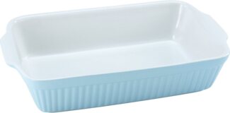 CreaTable Auflaufform Pastell Kitchen, Steinzeug, (1-St), klassisches Streifenrelief, umlaufender Kantenschutz, Pastellfarben