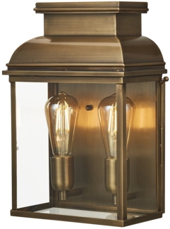 Außenleuchte, Wandlampe, Messing Glas, 2 Flammig, H 37,5 cm