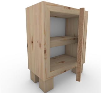 Nachttisch Nachtkommode Nachtkästchen mit Rückwand mit Zwischenboden mit Füße mit Türe Zirbe