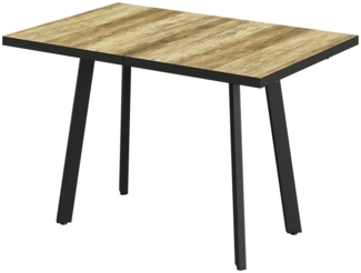 Esstisch Tisko Eiche rustikal/Schwarz 160 x 80 cm mit erweitbarer Tischplatte Vicco