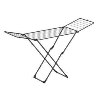 SONGMICS Wäscheständer, Standtrockner klappbar, Flügelwäscheständer, freistehend, für Innen- und Außenbereich, für Bettwäsche und Kleidung, schwarz