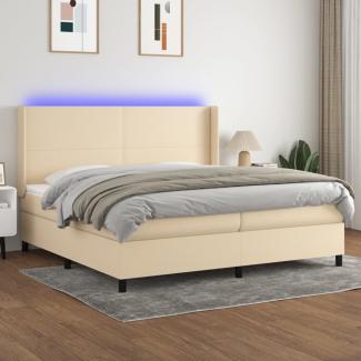 vidaXL Boxspringbett mit Matratze & LED Stoff Creme 200 x 200 cm, Härtegrad: H2 [3138186]