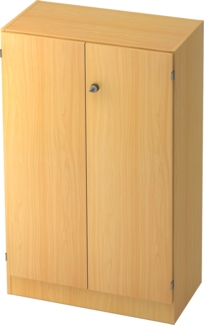 bümö office Aktenschrank abschließbar, Büroschrank klein aus FSC-Holz, 80cm breit in Buche - abschließbarer Schrank, Büroschrank abschließbar, Büro Möbel Schrank System, 6550-6-6-SG