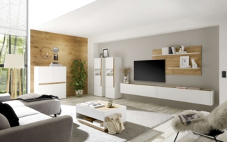 99rooms Century Wohnzimmerset VI Weiß Wotan Eiche Dekor