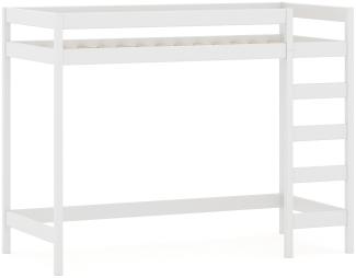 WNM Group Hochbett mit Leiter LUKI - Kinderbett mit Rausfallschutz und Lattenrost - Absturzsicherung Hochbett - Jugendbett - Kinderhochbetten - Wei - 80 x 180 x 200 cm