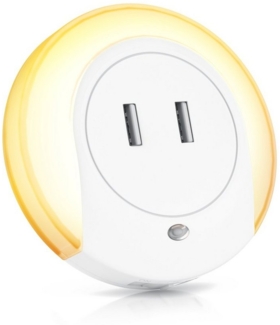 BEARWARE LED Nachtlicht, LED fest integriert, Warmweiß, Nachtlampe mit USB Ladefunktion, Helligkeits & Dämmerungssensor