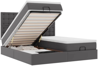 vidaXL Ottoman-Bett mit Matratzen & LEDs Grau 180x200 cm Kunstleder 3314506