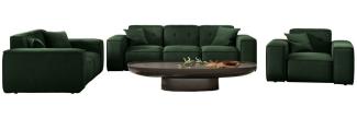 Sofaset Designersofa CESINA 3-2-1 in Stoff Opera Velvet Dunkelgrün