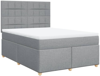 vidaXL Boxspringbett mit Matratze Hellgrau 140x200 cm Stoff