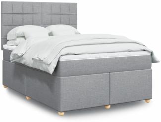 vidaXL Boxspringbett mit Matratze Hellgrau 140x200 cm Stoff