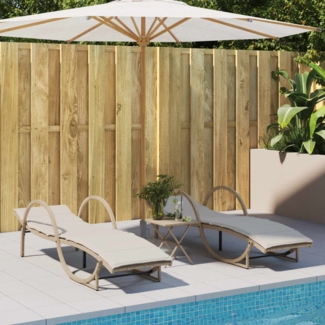 vidaXL Sonnenliegen 2 Stk. mit Auflagen Beige Poly Rattan 3277310